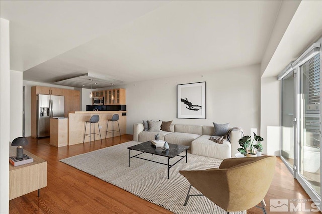 living room with light wood-type flooring