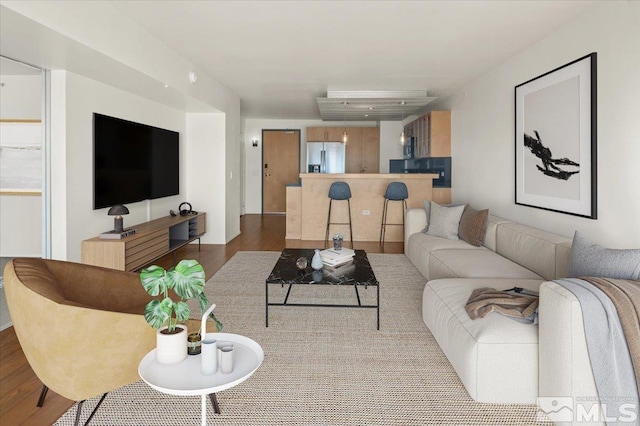 living room with light wood-type flooring