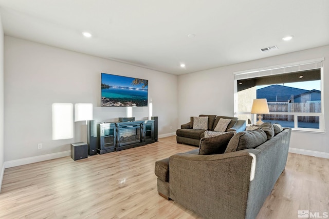 living room featuring light hardwood / wood-style floors