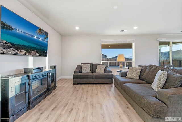 living room featuring light hardwood / wood-style floors