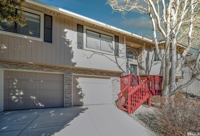 exterior space featuring a garage