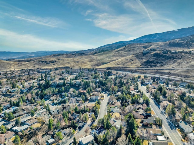 drone / aerial view with a mountain view