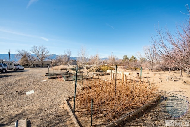 view of yard with a mountain view