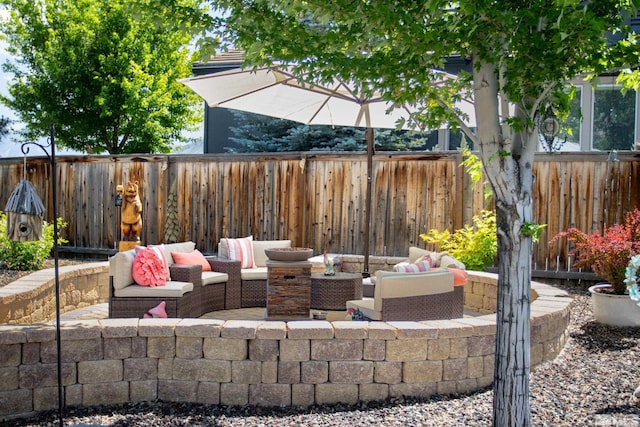 view of patio / terrace with an outdoor living space