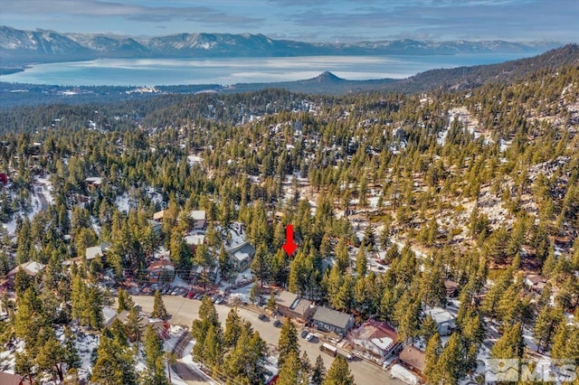 birds eye view of property with a mountain view