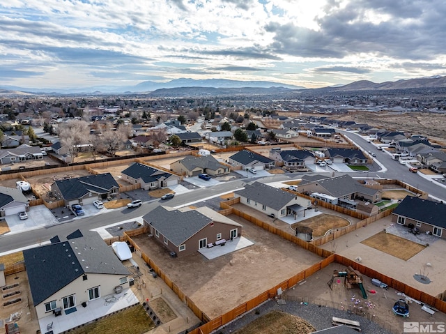 drone / aerial view with a mountain view