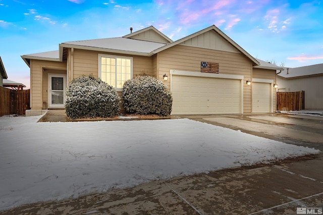 view of front facade featuring a garage