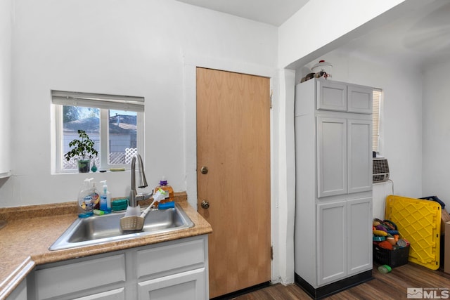 kitchen featuring sink and dark hardwood / wood-style floors