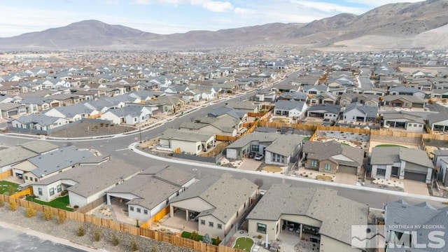 bird's eye view with a mountain view