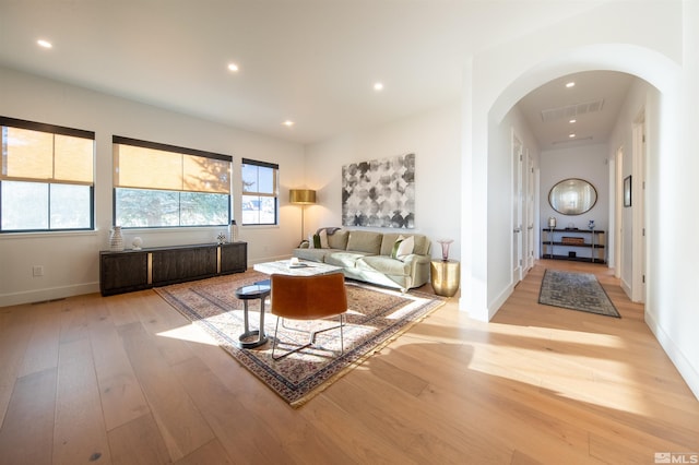 living room featuring light hardwood / wood-style floors