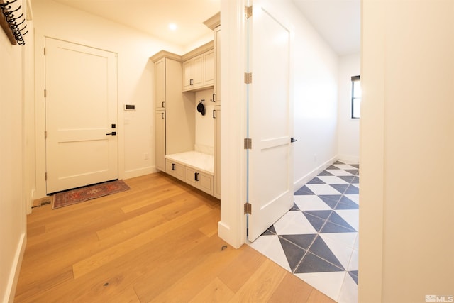 mudroom featuring light hardwood / wood-style floors