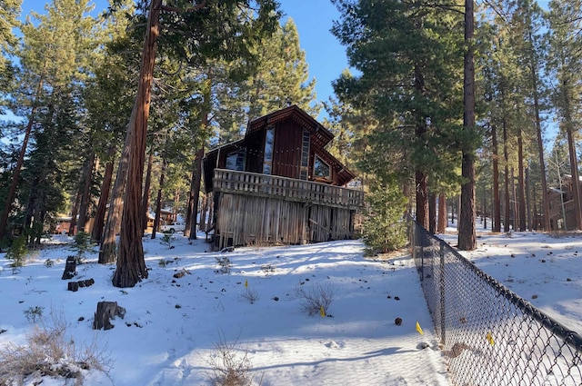 view of snowy exterior