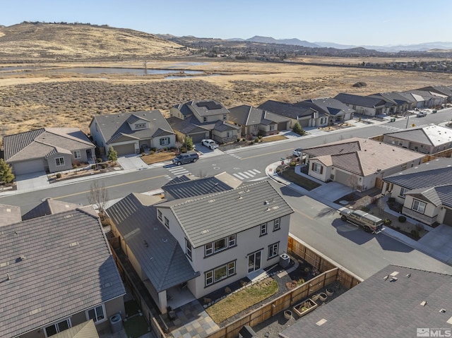 drone / aerial view with a mountain view