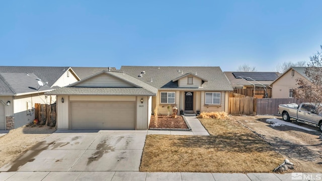 single story home featuring a garage