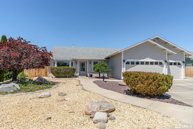 single story home with a garage