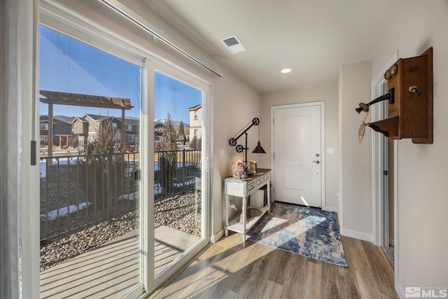 doorway featuring hardwood / wood-style flooring