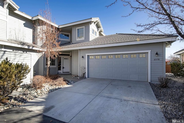 view of front property with a garage