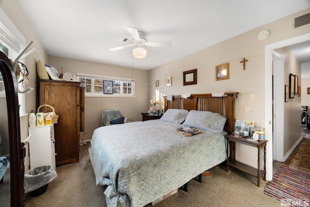 bedroom with carpet floors and ceiling fan