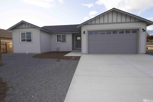 ranch-style home featuring a garage