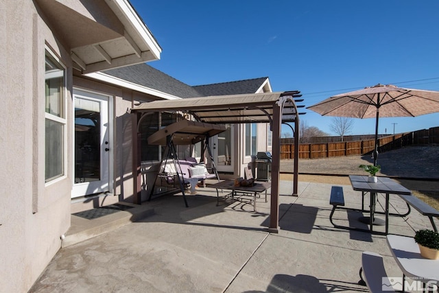 view of patio / terrace featuring a gazebo, a grill, and a pergola