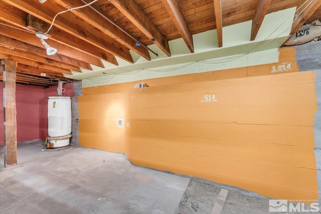 basement with gas water heater