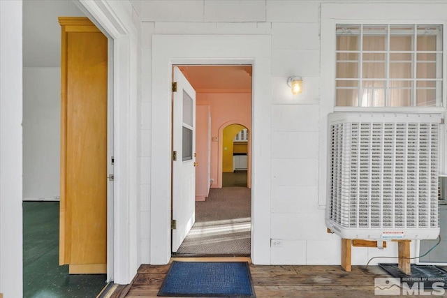 hall featuring dark hardwood / wood-style floors