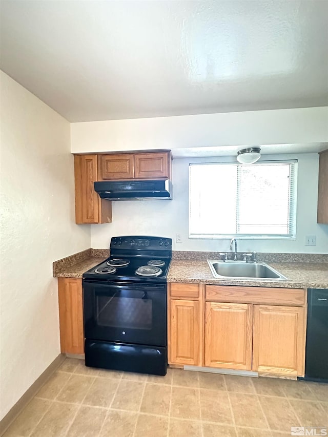 kitchen featuring sink and black appliances