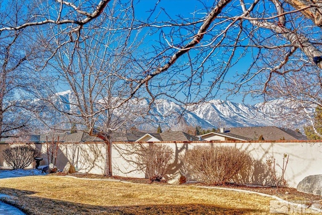 view of yard featuring a mountain view