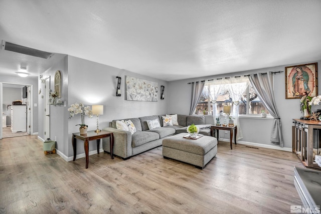 living room with light wood-type flooring