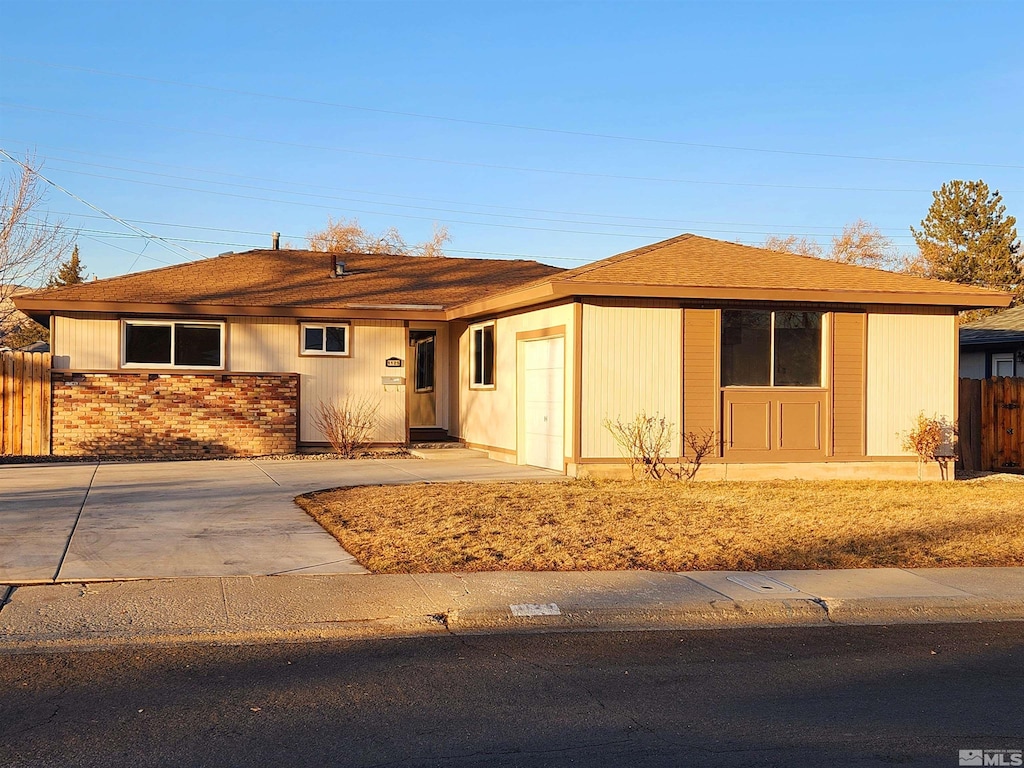 view of single story home