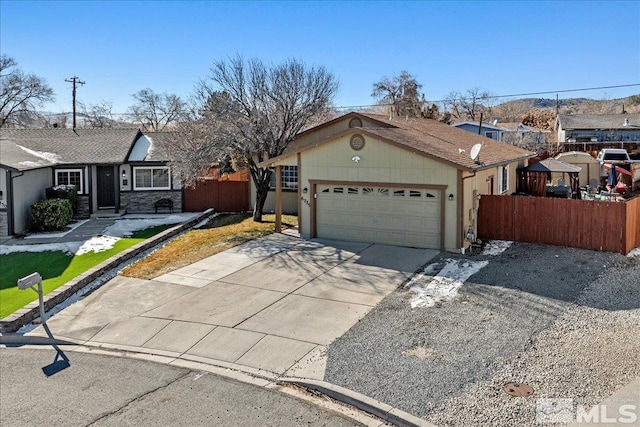 single story home with a garage