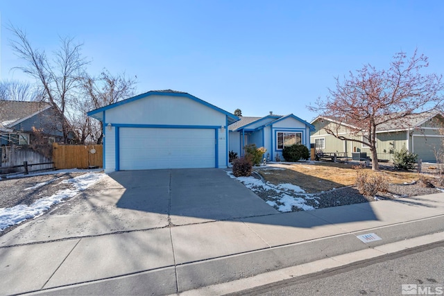 single story home with a garage