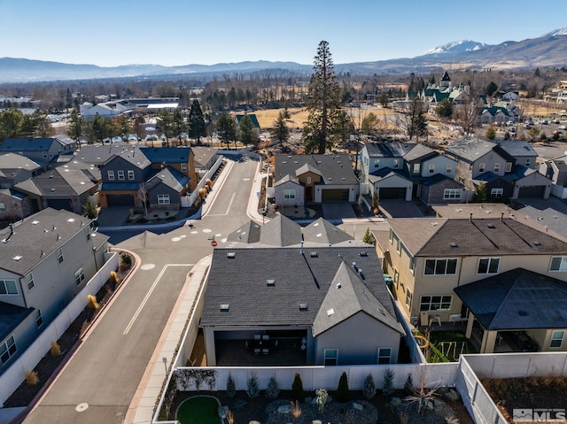 bird's eye view with a mountain view