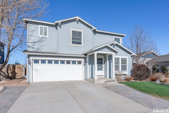 view of front property with a garage