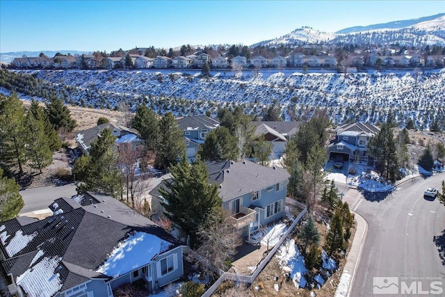 drone / aerial view with a mountain view