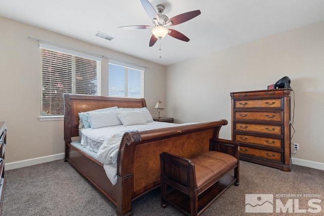 bedroom with carpet and ceiling fan