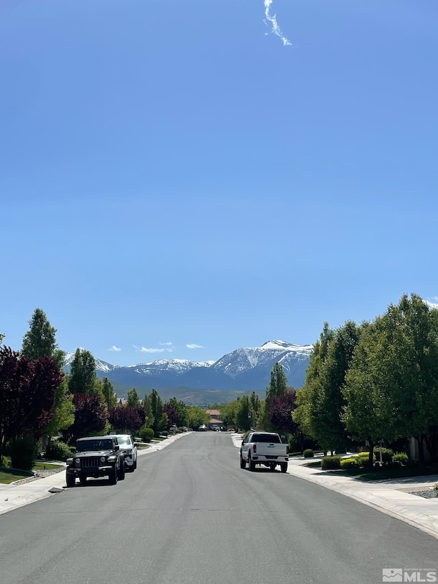 view of road with a mountain view