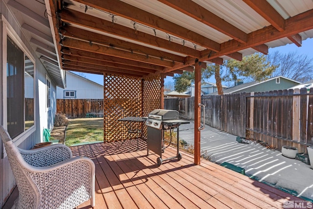 deck featuring area for grilling