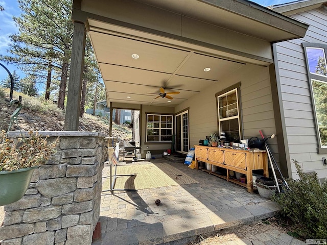 view of patio / terrace with ceiling fan