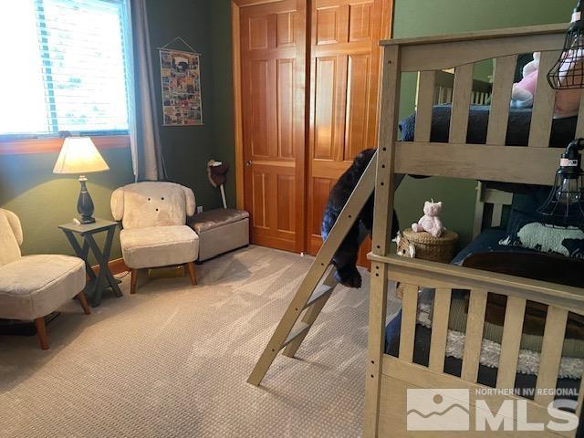 carpeted bedroom featuring a closet