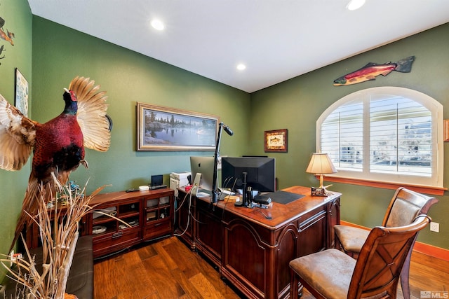 office area featuring dark hardwood / wood-style flooring