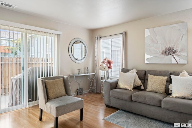 living room with hardwood / wood-style flooring