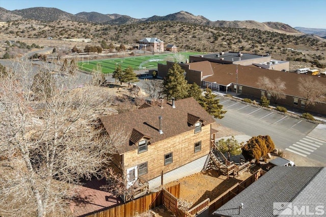 aerial view featuring a mountain view