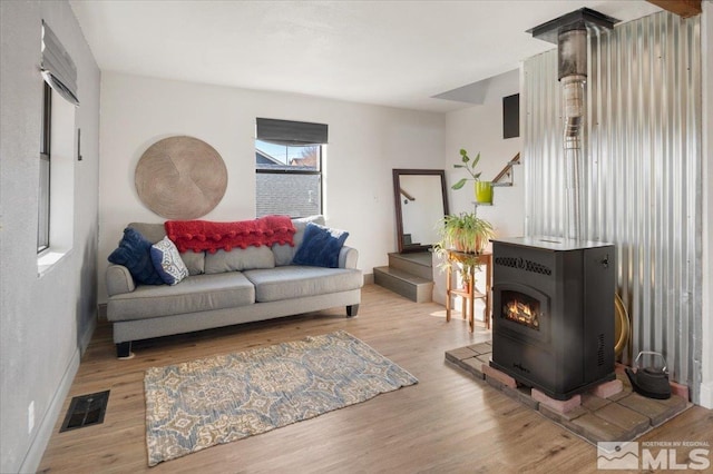 living room featuring light hardwood / wood-style floors