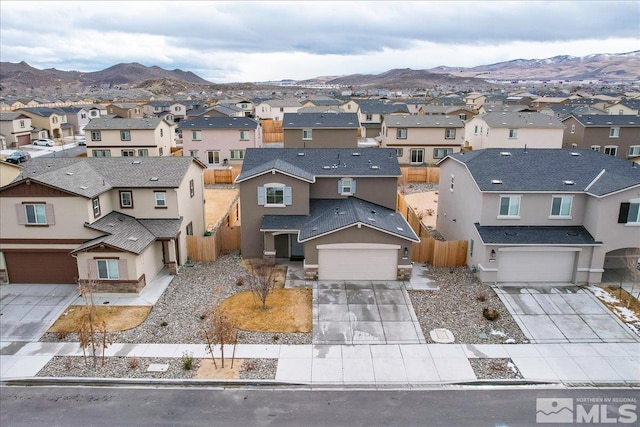 drone / aerial view with a mountain view