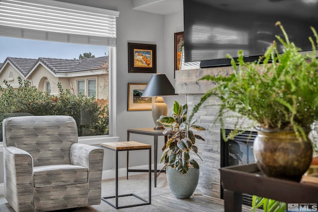 sitting room featuring hardwood / wood-style flooring