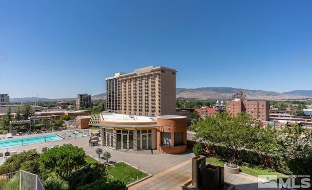 exterior space featuring a mountain view