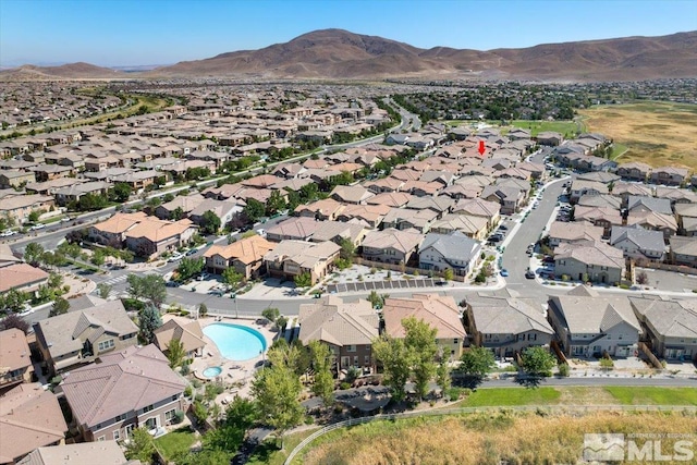 aerial view with a mountain view