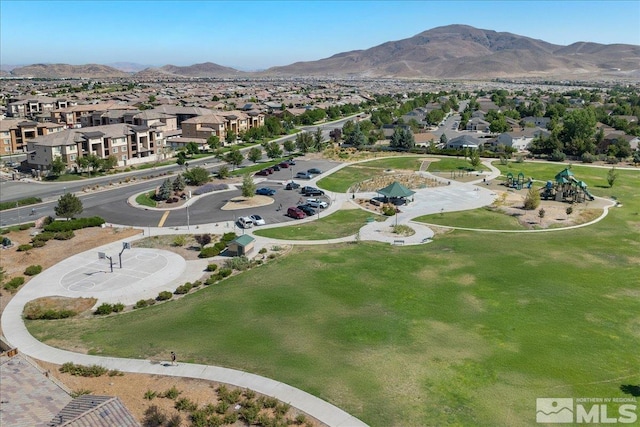 aerial view with a mountain view