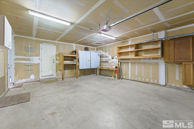 garage with a garage door opener